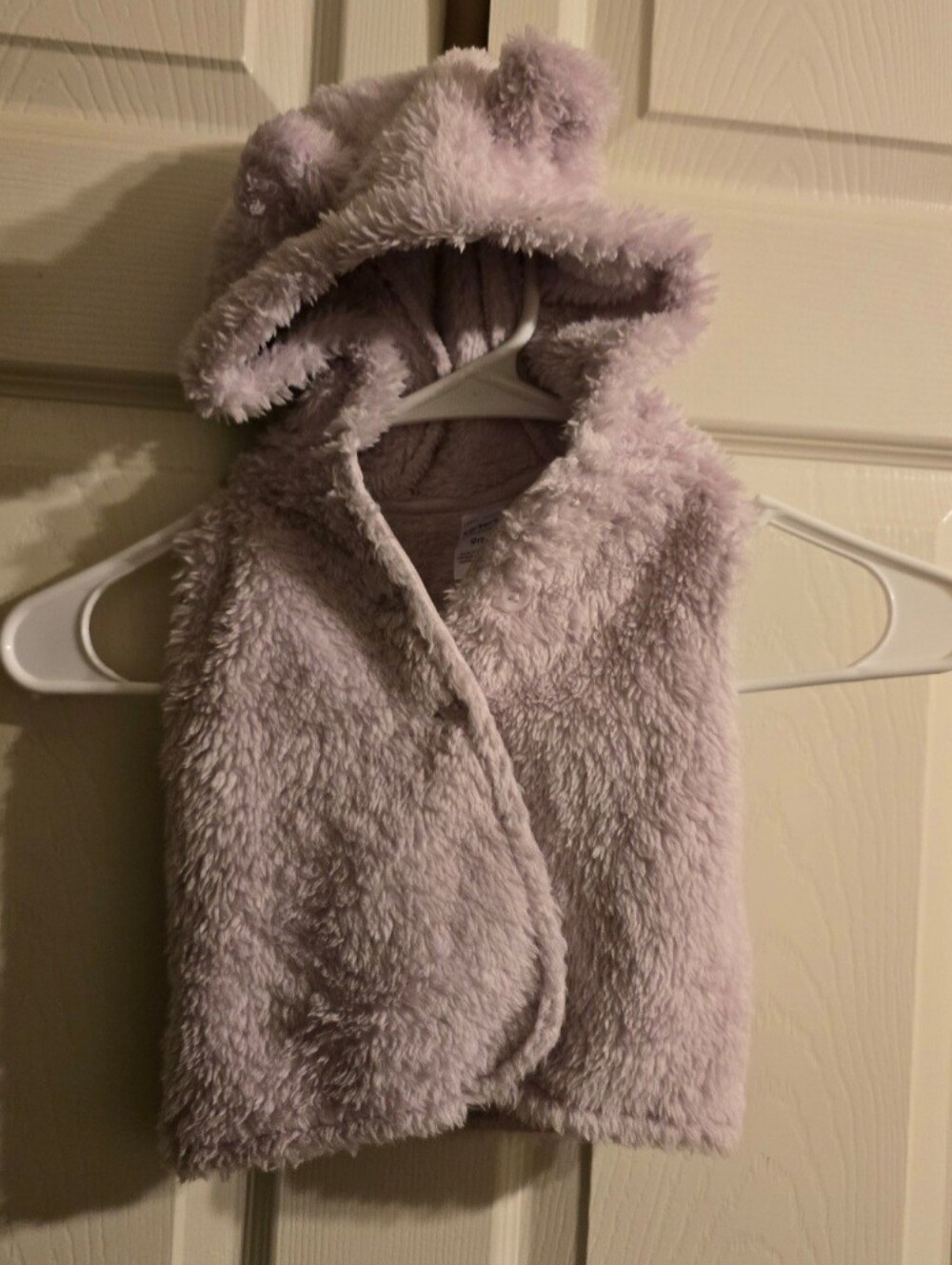 Baby Girls Fuzzy Bear Hooded Vest Carters 9months liliac bear ears fluffy vest